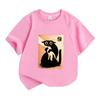 Kids Boys Girls 100% Cotton Crew Neck Short Sleeve T-Shirt, Cute Black Cat Holding Hand Cartoon Print Casual Soft Breathable Tees for Daily Wear