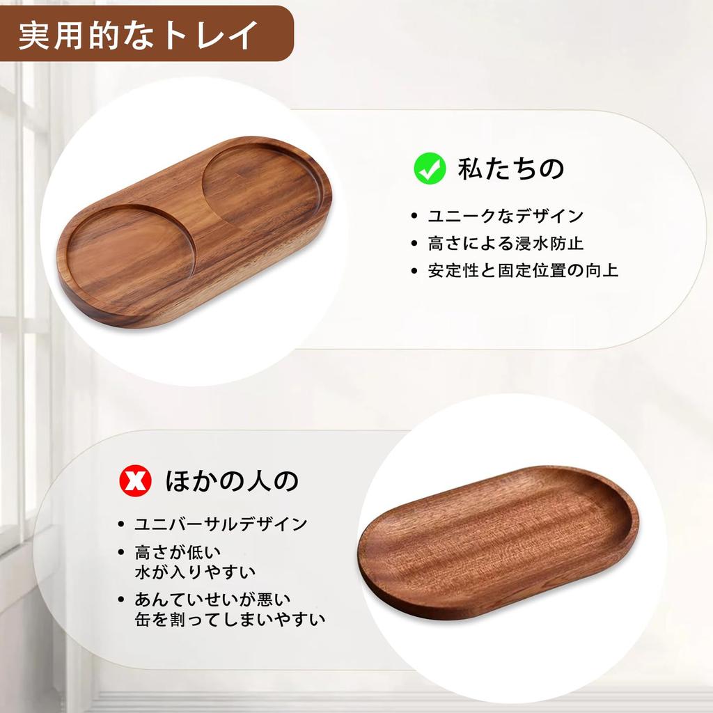 Liroyal Salt and Pepper Mill Tray, Wooden Grinder Tray with 5.8cm Inner Diameter, Grinders Wood Tray for Rock Salt, Pepper, Spices, Salt & Pepper