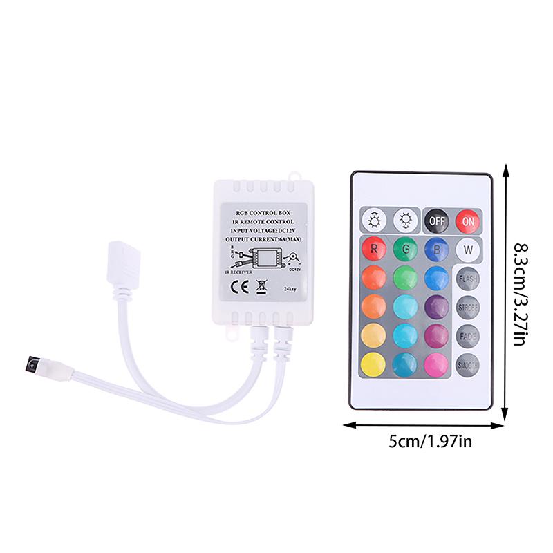 Led Controller 24 Keys Led Ir Rgb Controller Box 1 To 2 Controller Ir Remote Dimmer Dc12V For Rgb 3528 5050 Led Strip Lights