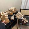 Soft-soled Outer Wear Women's Cotton Shoes Warm Thick-soled Casual Birkenstocks Velvet Velcro Bow Winter