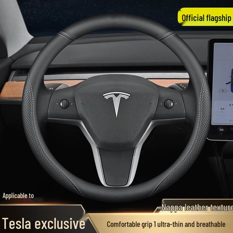 Tesla Lenkradabdeckungen: Echtes Leder, Rutschfest, Ganzjahres für Modell 3, Y, X, S