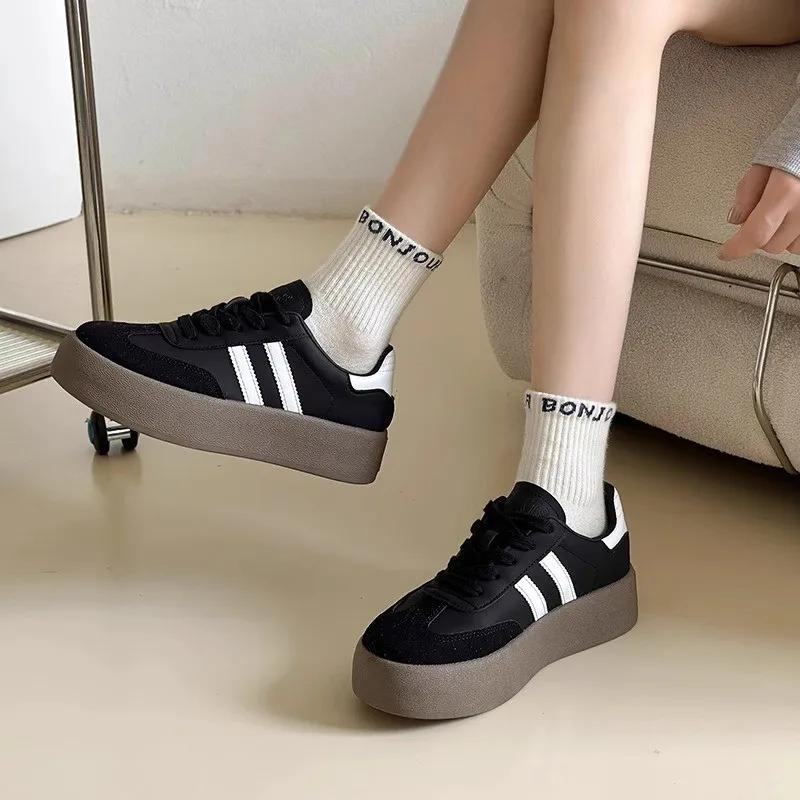 Women's Casual Outdoor Lace Up Sport Shoes  Spring Autumn Designer Korean Round Toe Sneakers Vulcanized Shoes Tenis De Mujer