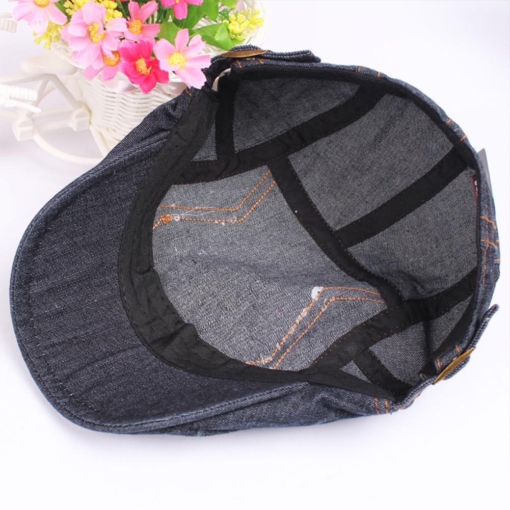 Women Hat Vintage Simple Denim Cap Fashion Embroidered Beret Outdoor Visor Forward Hat