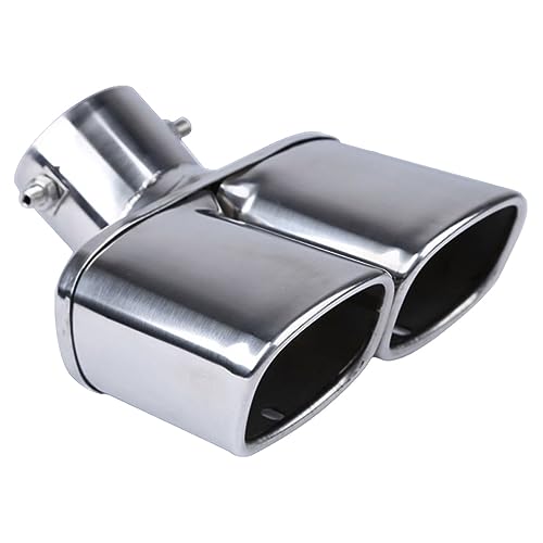 ENN LLC Car Exhaust Tip, Downward-Facing, Stainless Steel, Custom Exhaust, Dual Outlet (Silver)
