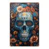 1pc Mexican Skull Metal Sign 8x12 Floral Iron Wall Art Durable Vintage Indoor Decor