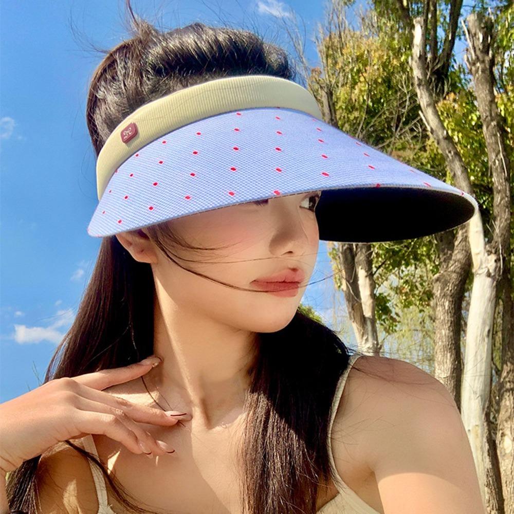 Anti-UV Woman Sun Hat Colorful Dot Visor Cap Peaked Hat Empty Top Cap  Holiday