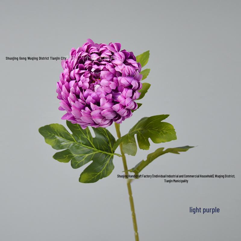 Elegant Chrysanthemum Single Stem: Multi-Layered Artificial Floral Art for Hotel Entrances & Photography Décor.
