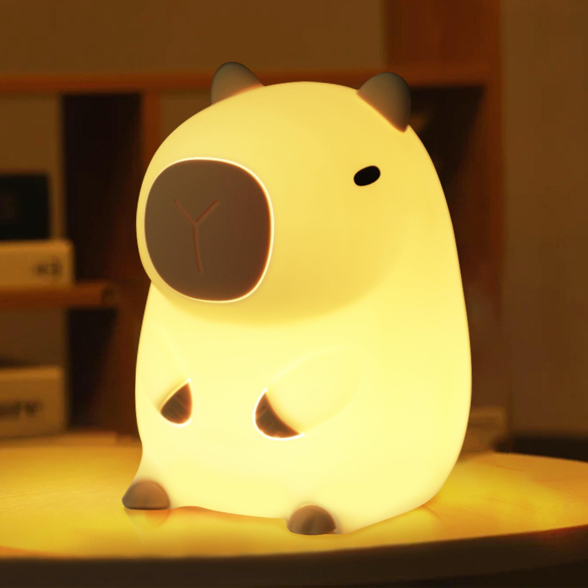 

Lovely Capybara Silicone Night Light, Anywin Animal Nursery Lamp Rechargeable, 2 Brightness Levels, 20-Minute Timer, Decorates Kids Rooms, Living