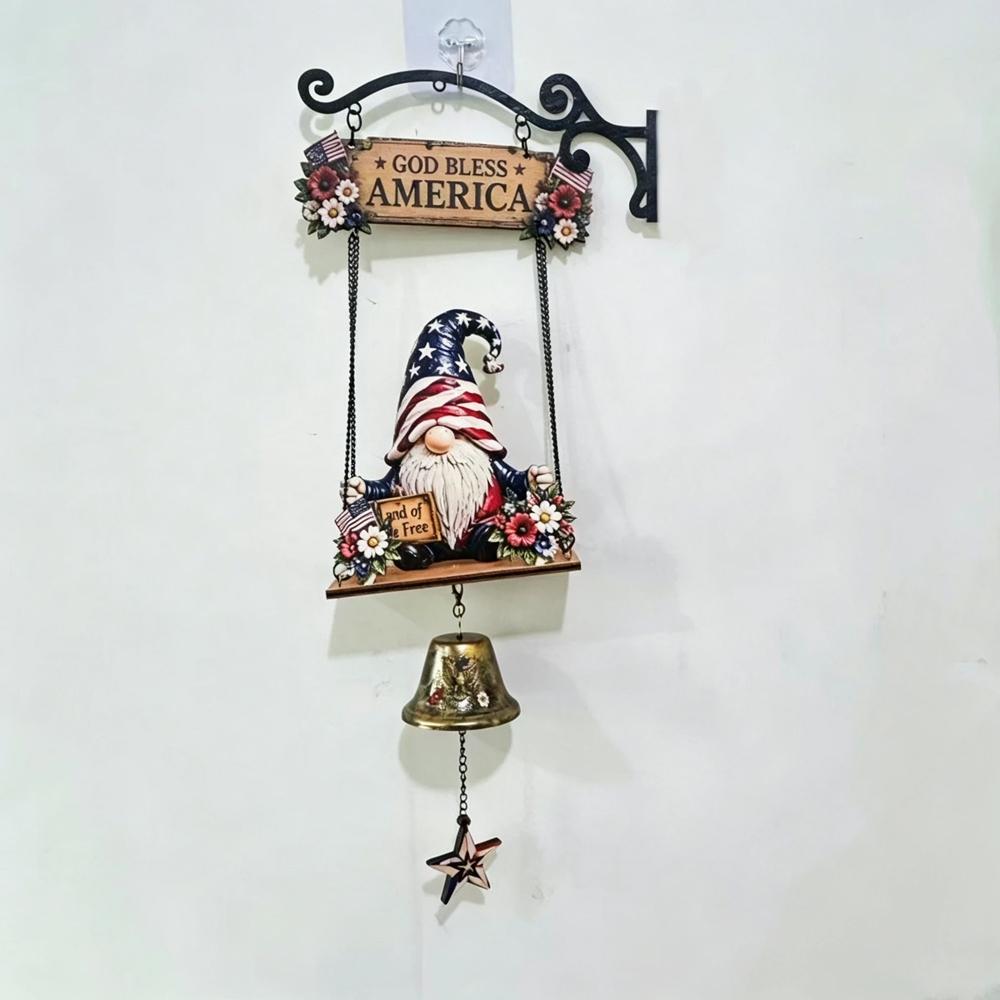 Rustic Garden Gnome Bell Vintage Welcome Wind Chime Swing Dwarf Figurine Door Hanging Sign Outdoor Patio Wall Decor Novelty Gift