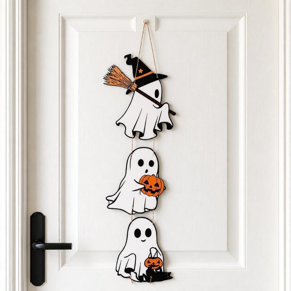 Fahsion Cute Halloween Door Hanging Spooky Lightweight Pumpkin Ghost Ornament Diy Convenient Wall Pendant Party