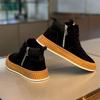 Höst- och vinterläder tjock sula skor herr ny trend hög topp avslappnade herrskor sammet varma höjdökande sportskor
