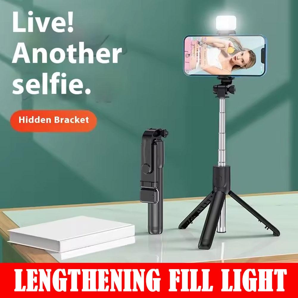 Cell Phone Selfie Stick Tripod Bluetooth Remote Wireless Selfi Stick Phone HolderStand with Beauty Fill Light for Phone