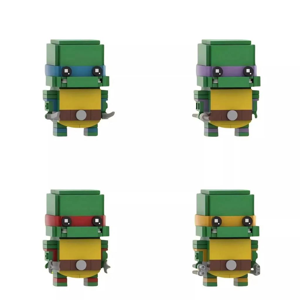 MOC Animated Movie Figures Turtle Mecha Model 1987 Violent Tortoise Warrior Mini Doll Building Block Kid Toy Adult Birthday Gift