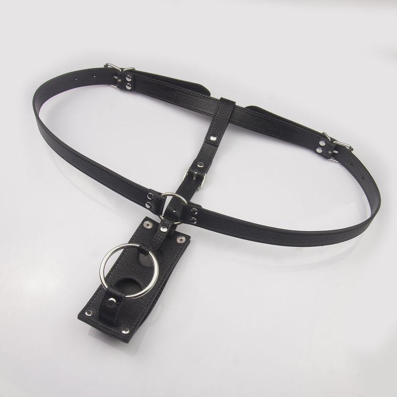 Leather Wearable Anal Plug Strap-on Harness Cock Ring Chastity Belt Strapon Buttplug Underwear,Sex Toys For Men