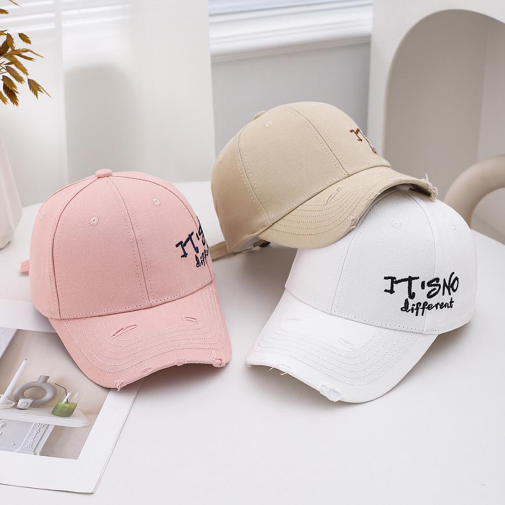 Spring And Summer Big Head Circumference Hole Letter Baseball Cap Female Versatile Hard Top Wide Brim Cap Male