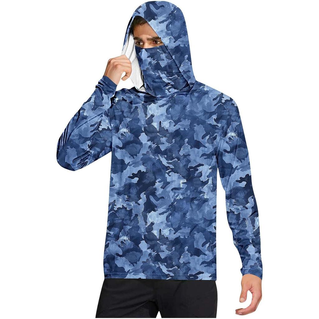 Herrskjorta med mask Lätt långärmad huva Vandring Fiske Prestanda