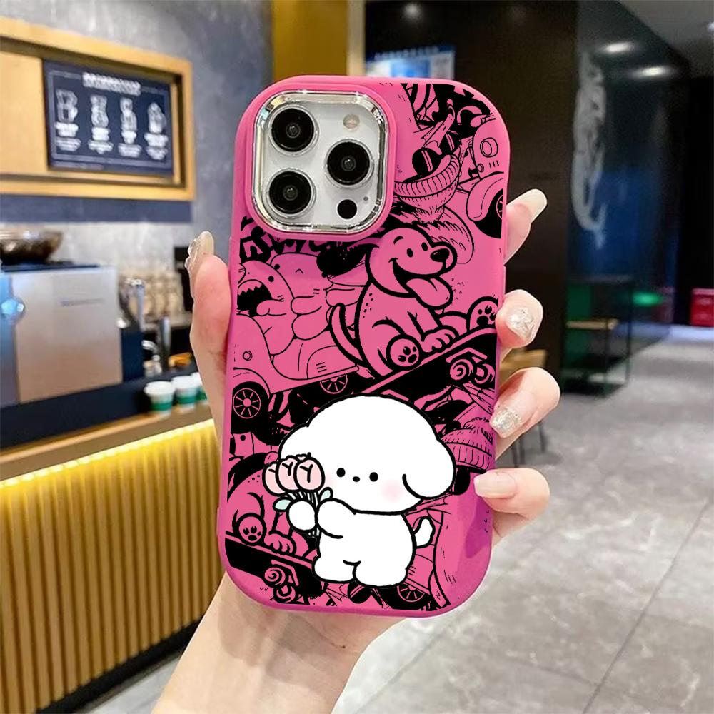 Phone Case: 2D Flat Design, Suitable for iPhone 18, 17, 16, 15, 14, 13 Pro Protective Case, White Curly Puppy, Perfect Christmas and Halloween Holiday