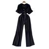 K-style High Waist Loose Pants Casual Straight-Leg Suit Collar