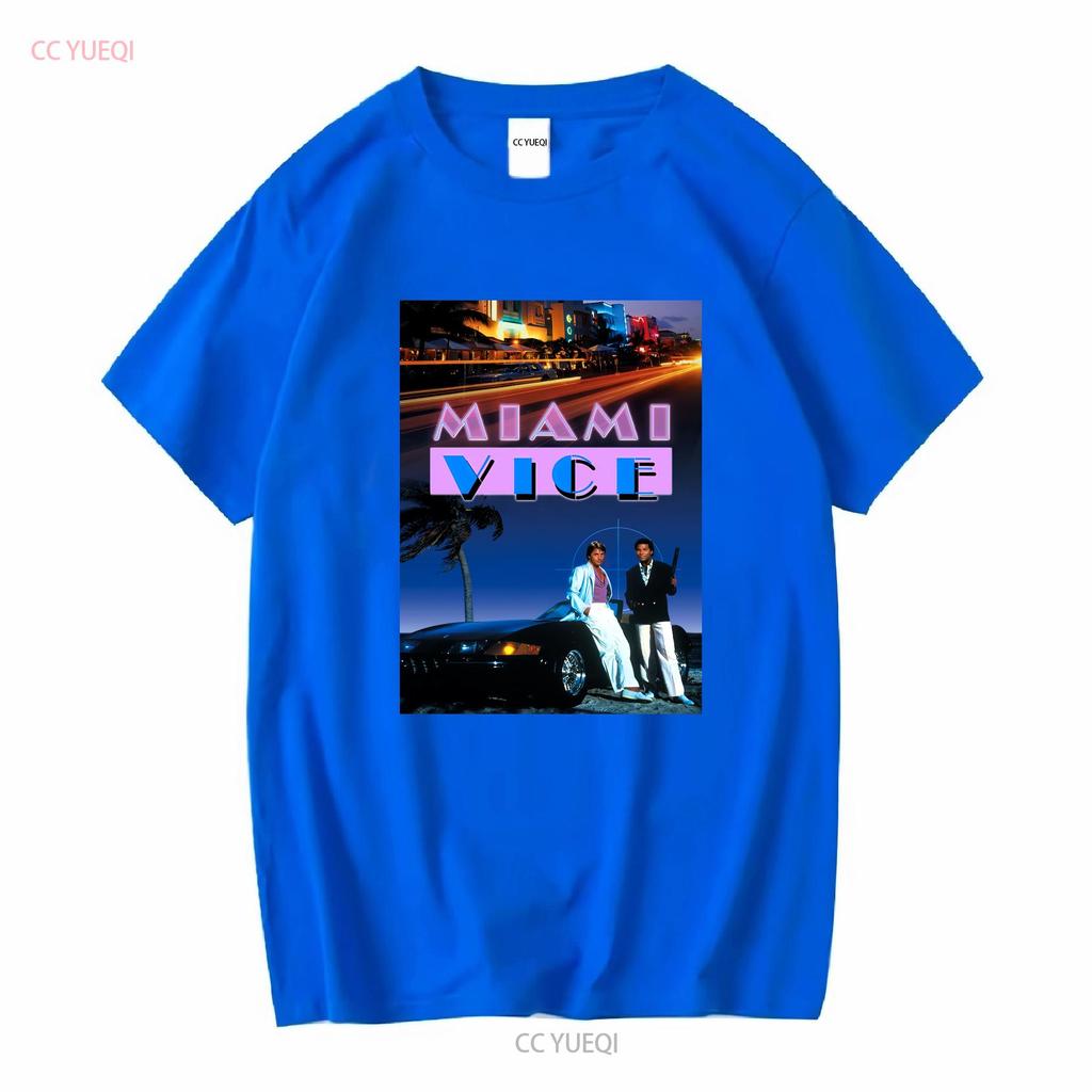 Miami Vice T Shirt Retro 80s Tv Show Fan Long or Short Sleeves Vintage Washed Breathable Casual Unisex Stretched Fashion
