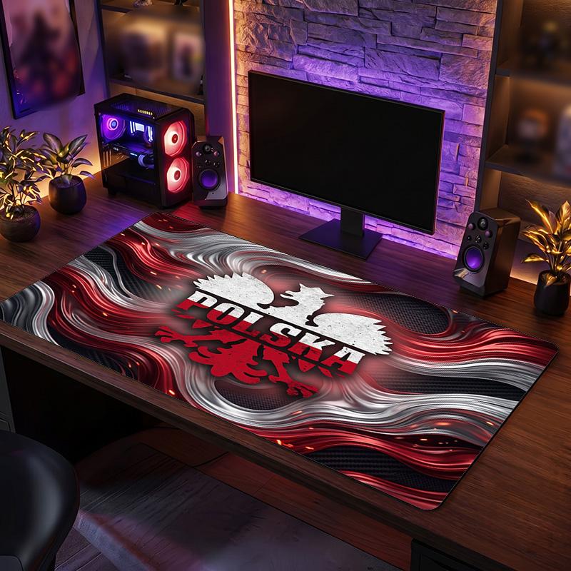 Poland Football Crest Mouse Pad, Extended Non Slip Rubber Desk Mat for Gaming Office Laptop Fan Gift