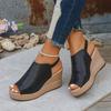 Roman Sandals For Women Summer Thick Sole Pu Fish Mouth Slip On With Elastic Band