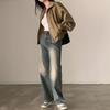 Koreanische Schicke Retro Wildleder Taillenbetonende Kurze Jacke