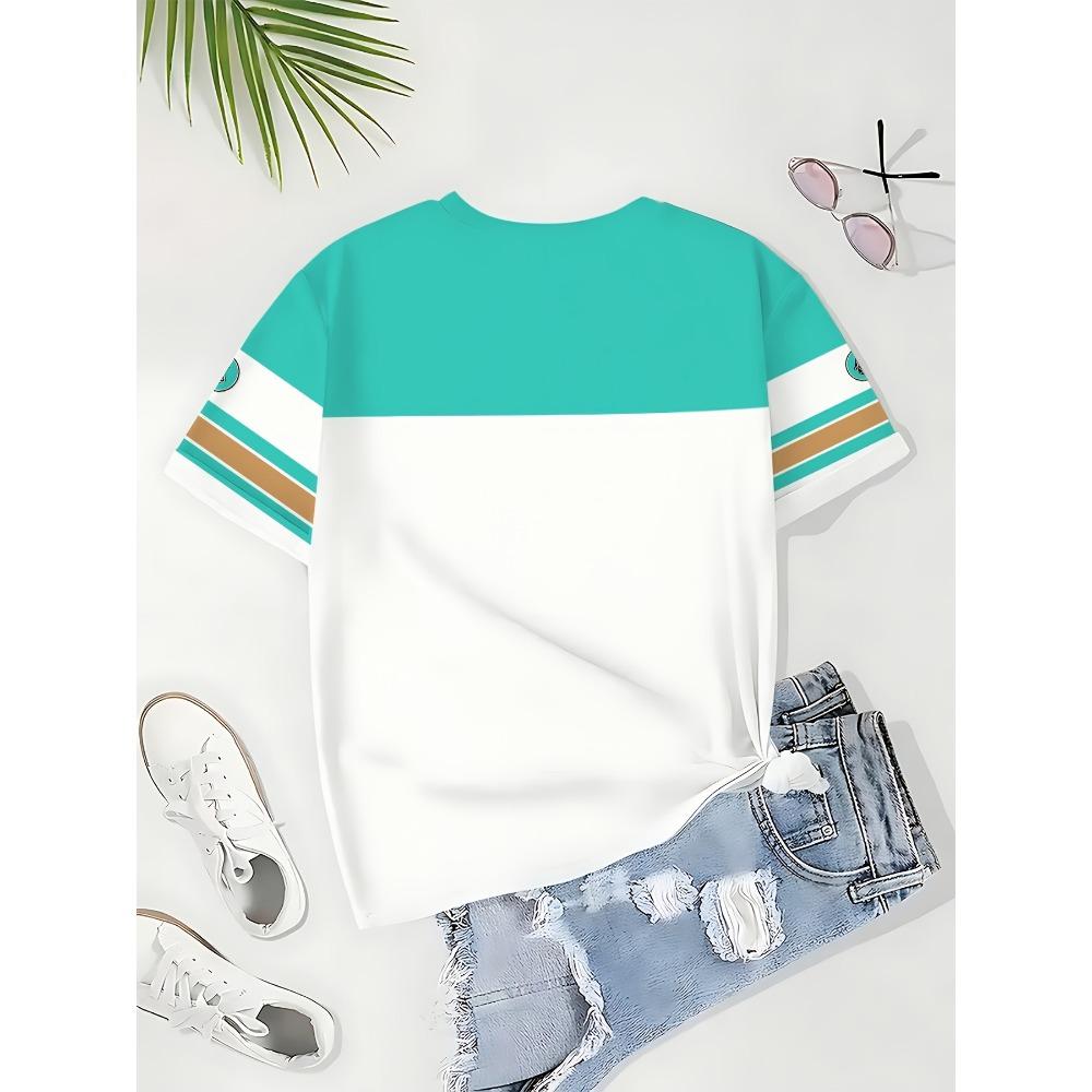 Printed T-shirt - Casual Short-sleeved Summer Top, Loose Round Neck Style, Casual Wear