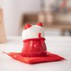 4 Inch Red Ceramic Lucky Cat Ornament Porcelain Fortune Cat Blessing Maneki Neko Desktop Decoration Figurine