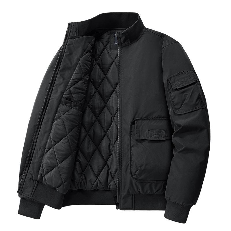 

Новая молодежная куртка мужская куртка утолщенная хлопковая теплая стойка воротник большой размер повседневная хлопковая одежда 5XL чёрный