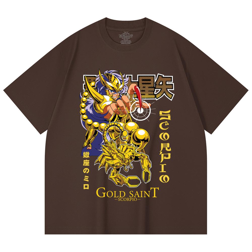 230 Gsm 100% Cotton Saint Seiya V24 Scorpio Print Unisex Heavy Cotton T Shirt