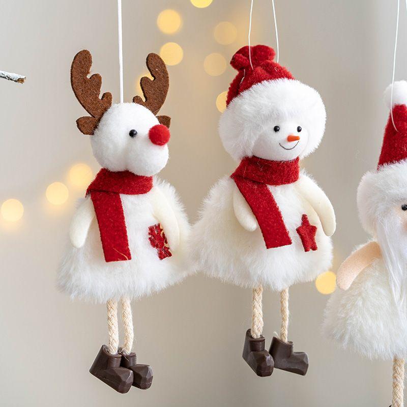 New Christmas Plush Doll Fabric Old Man Snowman Elk Small Pendant Christmas Tree Decoration Keychain