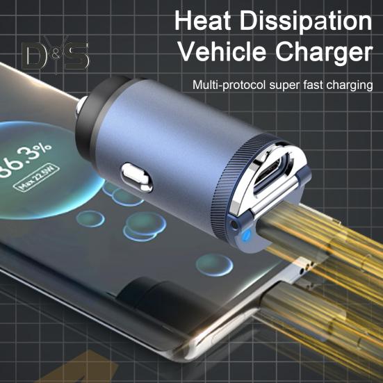 

45 Вт 2 в 1 PD QC3.0 Автомобильное зарядное устройство для быстрой зарядки, конструкция с вытяжным кольцом для быстрой зарядки, два порта, адаптер для автомобильного зарядного устройства для телефона