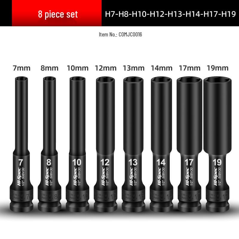 Extended Thin-Walled Hex Deep Impact Socket 8mm for Electric Wrench