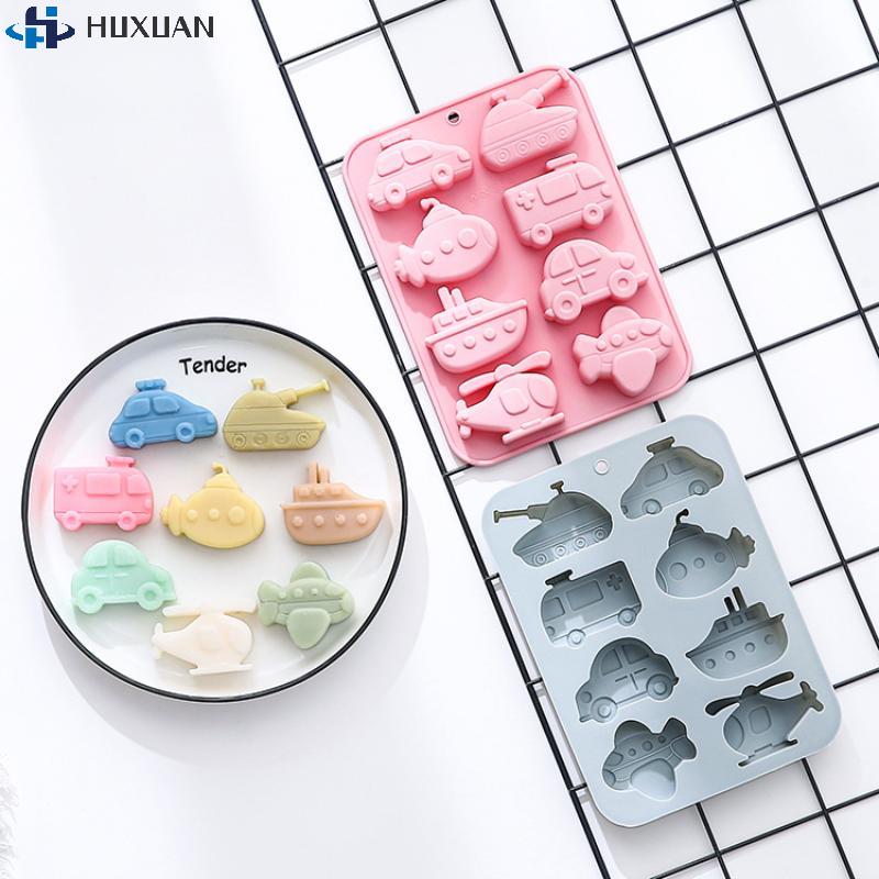 1PCS 8 Cavity Silicone Molds Transportation Theme - Car Airplane Ship Shaped Candy Chocolate Baking Mold Kitchen Accessories
