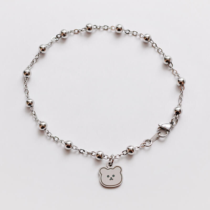 Surgical Steel Mini Bear Ball Chain Bracelet Anklet