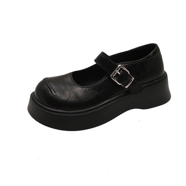 [Ushilai] French Mary Jane Small Leather Shoes for Women's Winter 2025 New Thick-soled Japanese Shallow-mouth Loafers