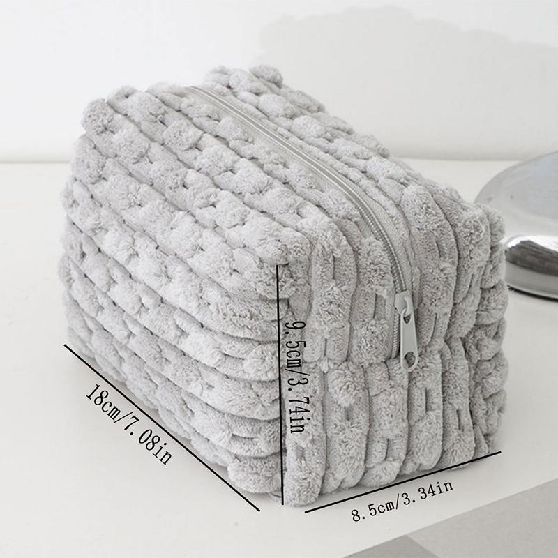 Large Capacity Plush Solid Color Cosmetic Bags Portable Women'S Toiletry Organizer Makeup Handbag Travel Toiletry Bag Pen Pouch