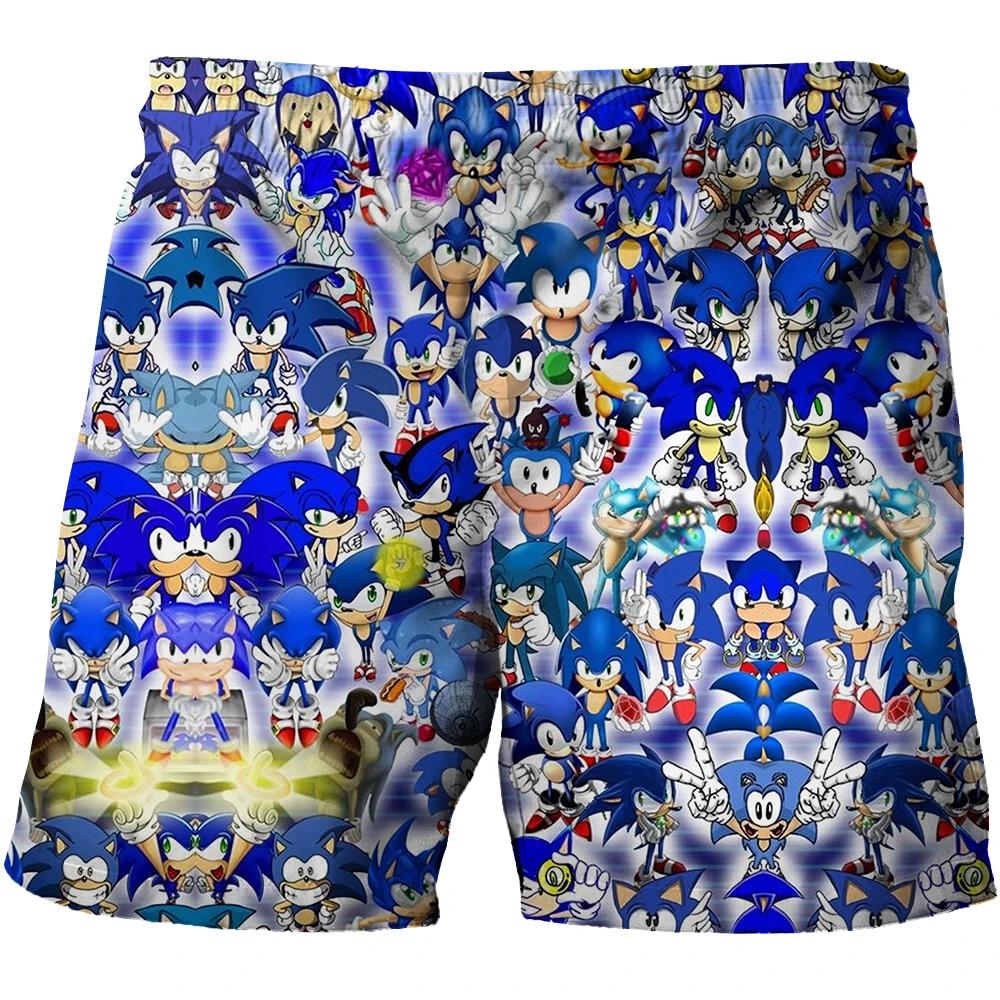 2025 Pantaloni de plajă MINISO pentru copii 4-14A Pantaloni scurți Sonic 2 Fete Băieți Pantaloni Harajuku Pentru Copii Imprimeu Desene Animate 3D Pantaloni Kdis