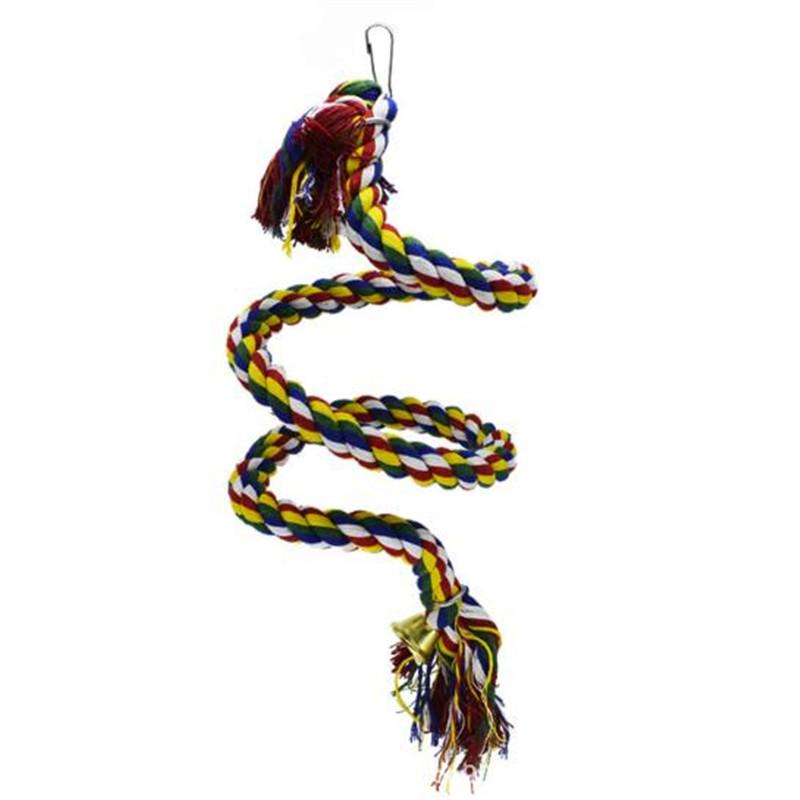 Parrots Toys Bird Swing Exercise Climbing Hanging Ladder Bridge Wooden Rainbow Pet Parrot Macaw Hammock Bird Toy With Bells