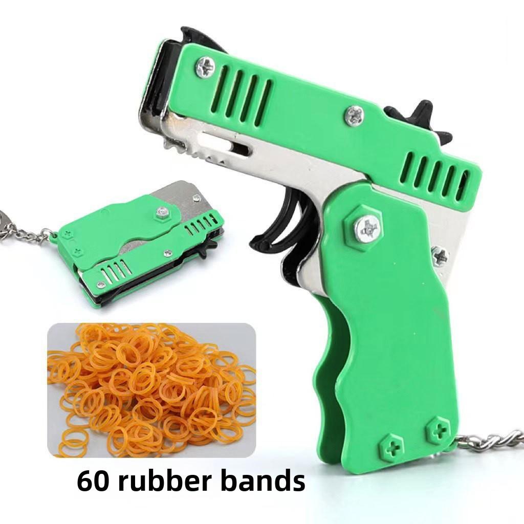 Foldable Continuous Launch Rubber Circle Model Gun Alloy Children Keychain Toy