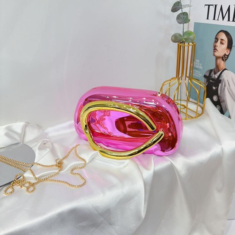 Trendy Classic Round Box Clutch Bag Dinner Bag Acrylic Bag Retro Metal Handle Shoulder Crossbody