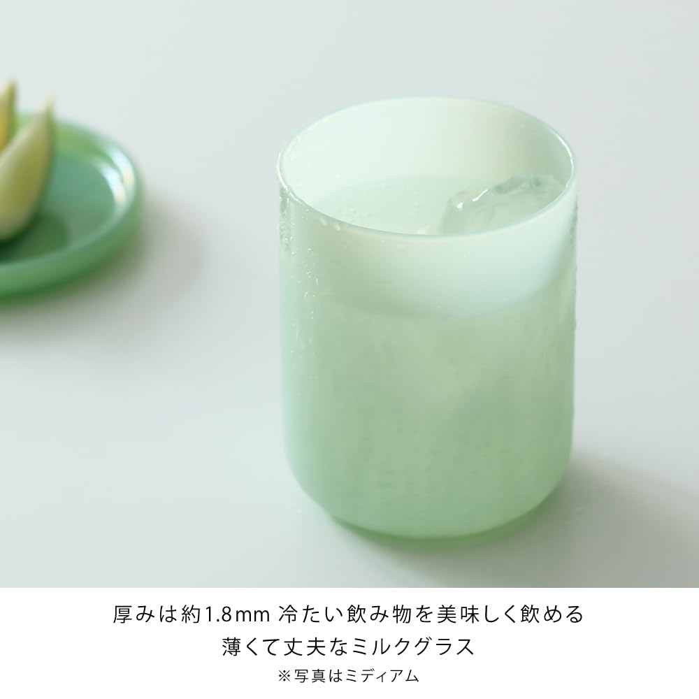 ideaco Milk Glass, 180ml Capacity, Set of 2, HAKU Low Mint, Heat-Resistant, Microwave- and Dishwasher-Safe