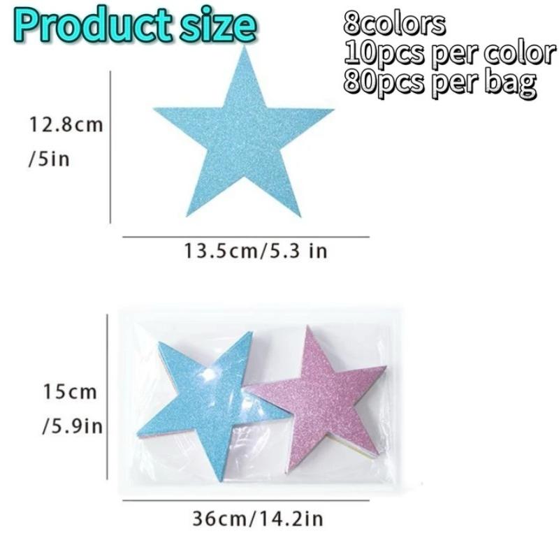 Shiny Five Pointed Star Eight Colors Paper Cuttings Stickers for Christmas Thanksgiving Wedding Room and Classroom Decoration