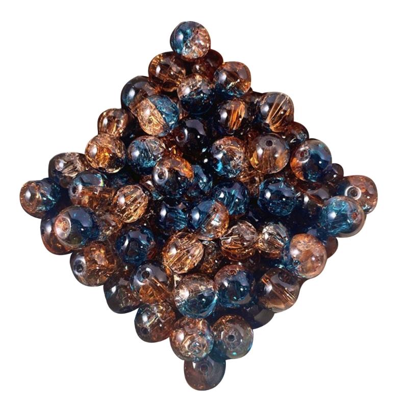 

50Pcs Crushed Ice Glass Beads Multicolored Sparkling Round Beads For Bracelets