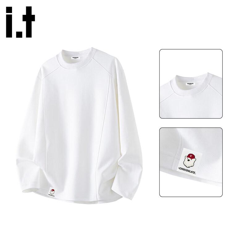 CHOCOOLATE Men's Solid Crew Neck Long Sleeve T-Shirt