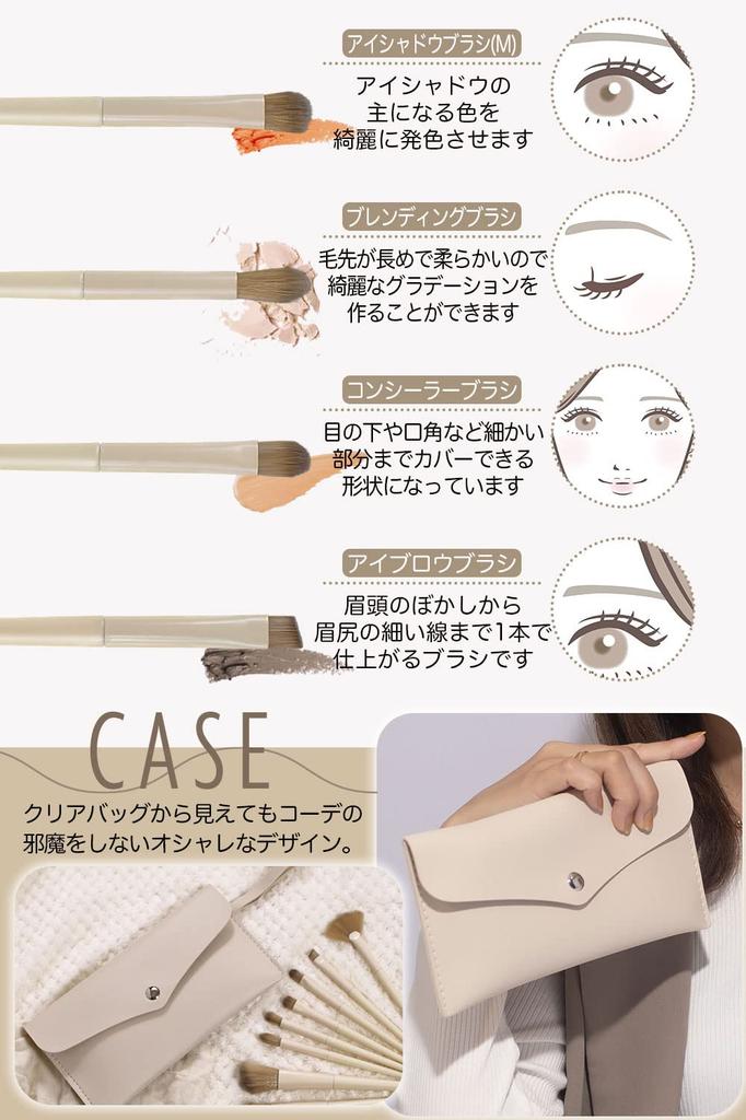 Frepice Makeup Brushes Powder Concealer Makeup Brush Rice Plant Design (10-Piece Set) - Brush, Brush, Case,
