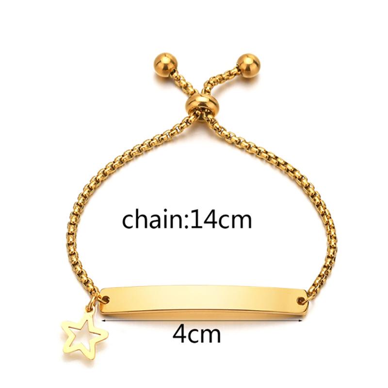 Custom Engraved Children's Titanium Steel Bracelet with Butterfly, Heart, and Star Designs