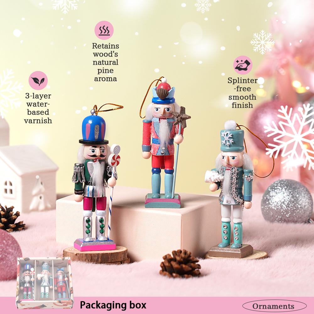 

3pcs 12cm Macaron Nutcracker Pendant Exquisite Handicraft Puppet Christmas Tree Decoration Pendant Xmas Applicable Hangings Gift United States