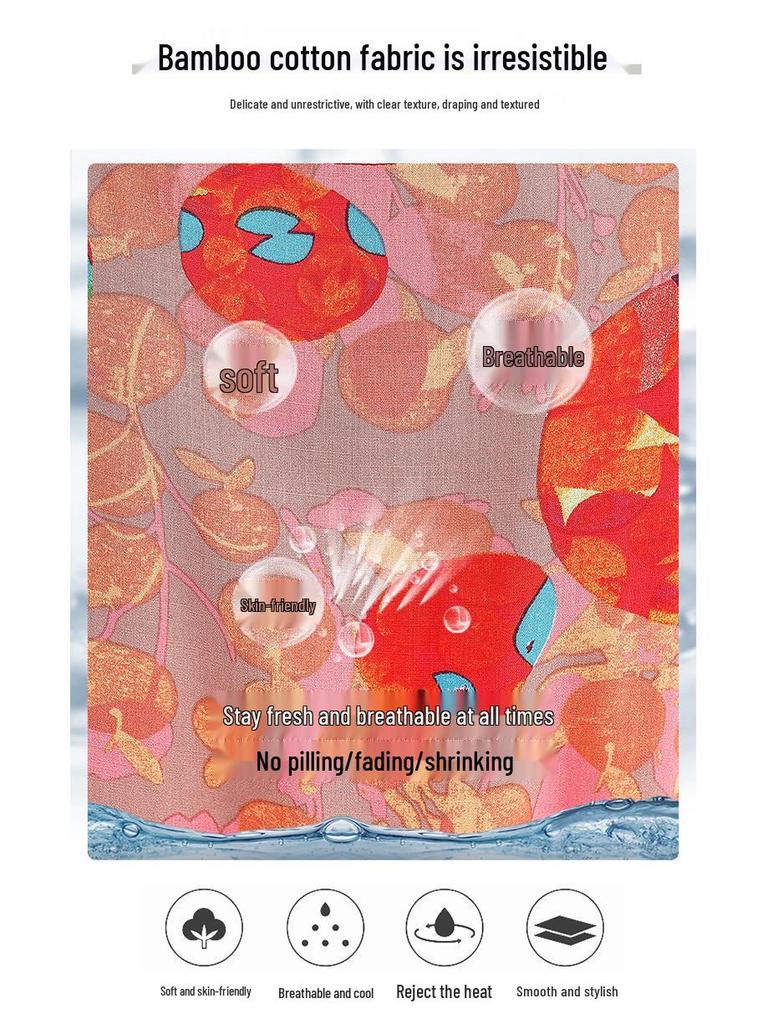 2023 Plus Size Floral Summer Cotton Dress for Middle-Aged Women