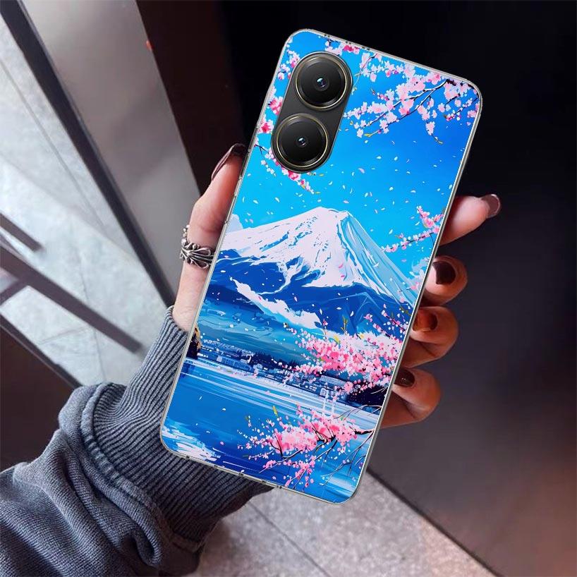 Japanische Kirschblüte Mount Fuji Handyhülle Für Xiaomi Poco X7 X6 X5 Pro F7 Ultra Redmi 15C 15 13 13C 12 12C 10 10A 10C 9 9A 9C 9T Sie